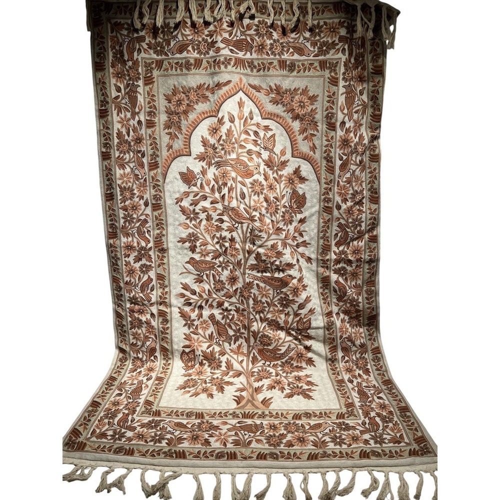 Handmade Crewel Embroidered Tree of Life rug carpet Bird Floral Tapestry 36x56